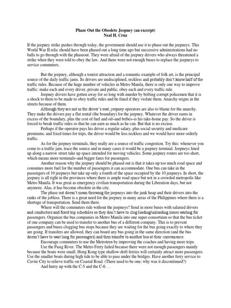 persuasive essay about jeepney phase out|Phase Out The Obsolete Jeepney (An Excerpt) by .